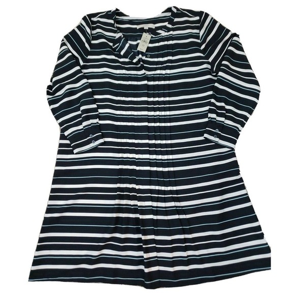 LOFT ~Woman Size XLP Petite~ Black/White Button Front Long Sleeve Dress NWT$89.5 - Picture 1 of 12